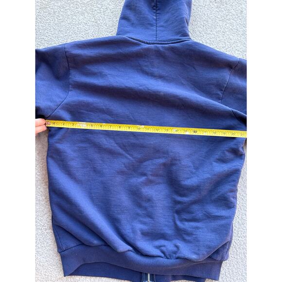 VTG Carhartt Thermal Lined Faded Blue Embroider Logo M Zip Hoodie Sweat Jacket - Picture 7 of 9